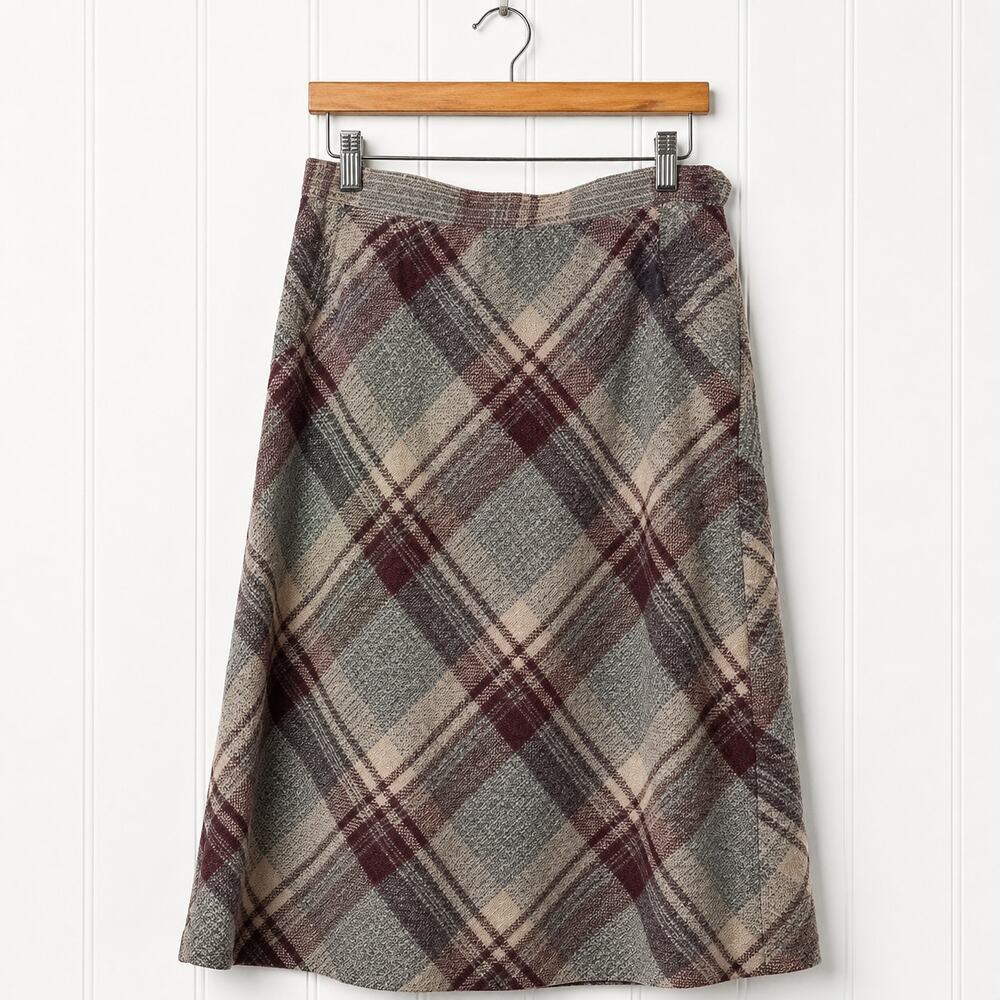 Vintage Panther Juniors 15 Plaid Wool Blend Midi Skirt A Line Pockets